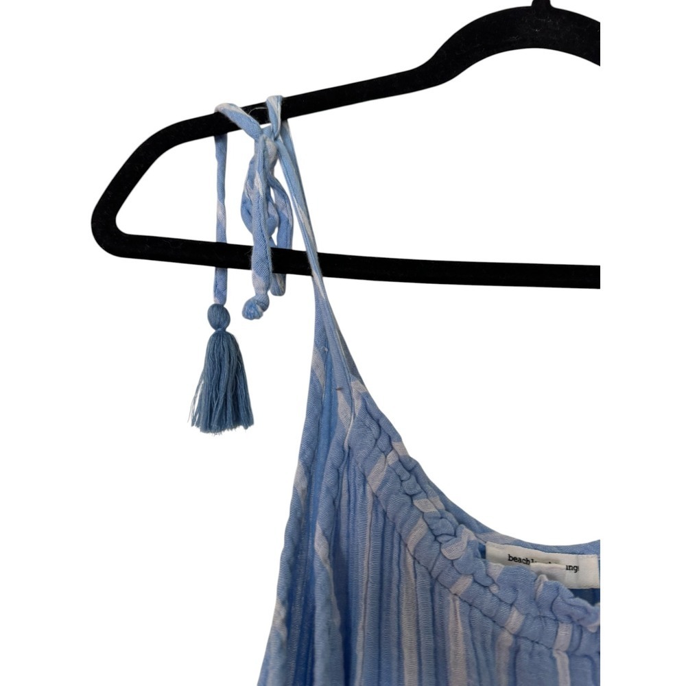 BeachLunchLounge Boho Beach Strappy Layered Blue Gauzy Cotton Dress Sz L Airy - Picture 7 of 10